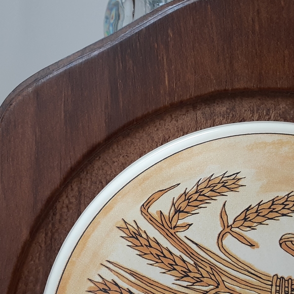 M. Kamenstein Wheat Bread Plate Wood Base Glass Cloche Dome Charcuterie Board - Picture 5 of 16